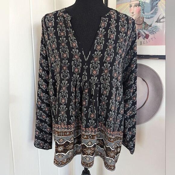 Madewell Silk Floral Bohemian Western Ranch Prairiecore Preppy Whimsigoth Top L  - Picture 3 of 12